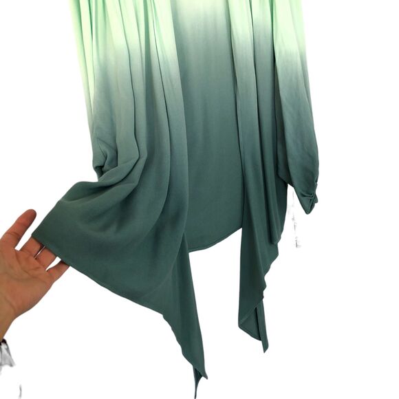 Young Fabulous & Broke boho green ombre puff sleeve wrap jacket top size Med NWT - Picture 4 of 9
